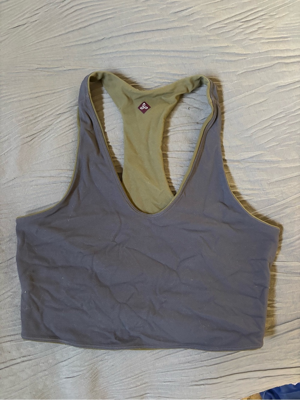 Reversible Racerback Tank Top in Olive and Charcoal